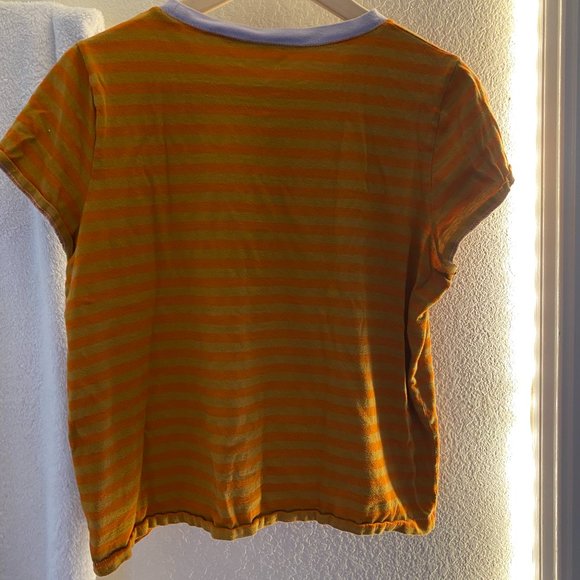 Gently Worn Vintage Orange Striped Madewell Cropped Top - Picture 3 of 3